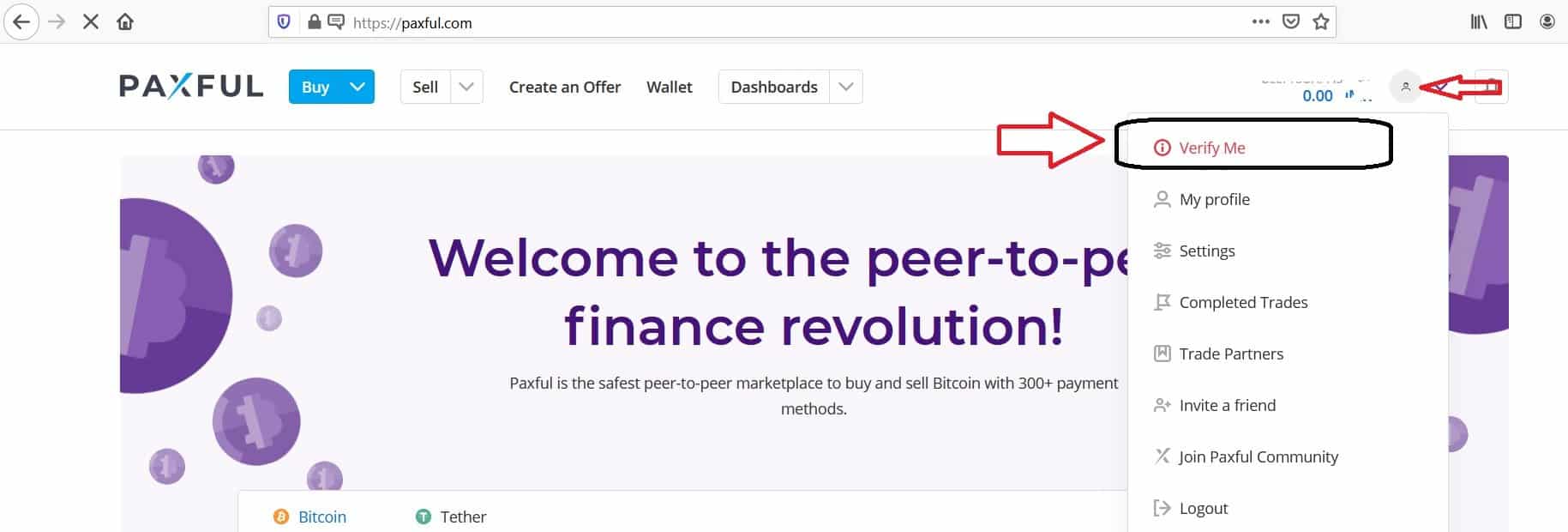 منصة Paxful لشراء البيتكوين والعملات الرقمية توثيق حساب Paxful